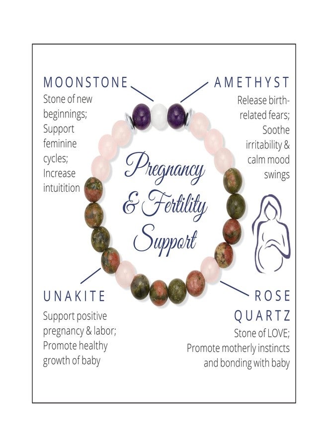 Aesnefe Pregnancy Crystal Bracelet for Women, Natural Gemstone Fertility Jewelry for Expecting Moms, Mom To Be Gifts for 1st Time Mom, Conception IVF Support Gift for Wife Daughter Friends Sister - Image 1